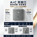 86型 DC12‑24V A+C直流快充面板 PD65W/PD36W 浪涌保护 房车工程机械直流专用